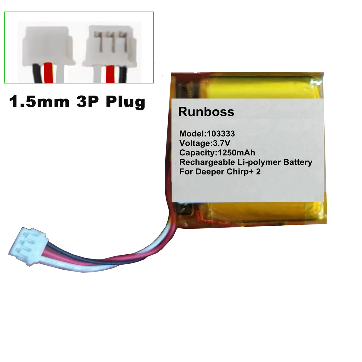 Chirp Sonar Fish Finder - Nueva batería de 3,7 V 1250mAh