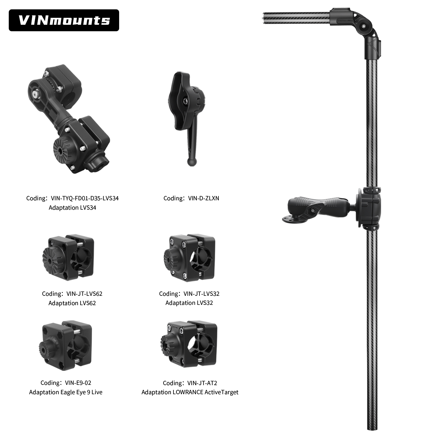 Fish Finder Transducer Mount - Soporte de fibra de carbono para