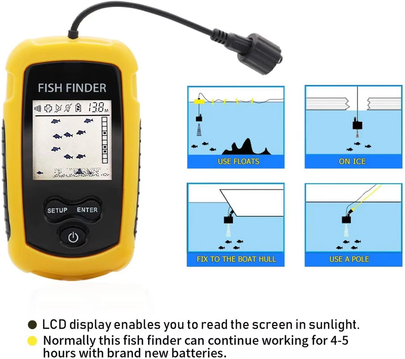 Sonda de pesca portátil con so - Fish Finder Transducer 200Khz reseña y precio
