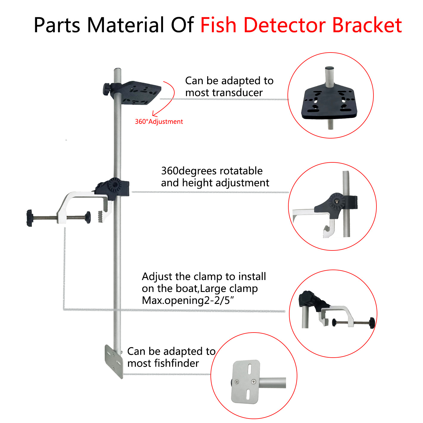 Soporte Universal de Aluminio  - Fish Finder Transducer Mount reseña y precio